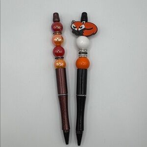 Beaded Pen Handmade Foxy Fox Set of 2 Pens